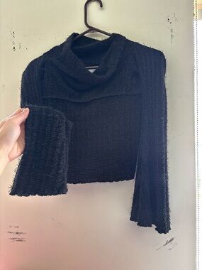 silence + noise Black Cropped Funnel Neck Sweater